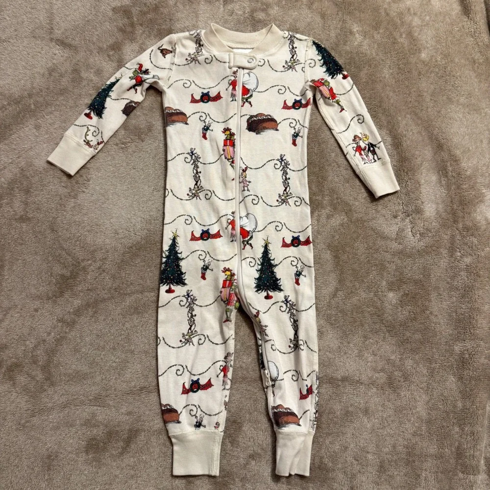 Hanna Andersson Grinch Christmas Pajamas Organic Cotton Sleeper 18-24M